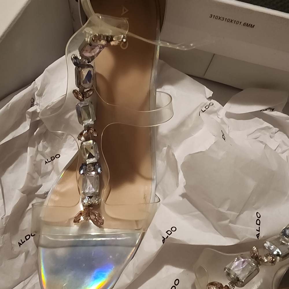 Aldo Women's Silver Sandals with Gem Accents